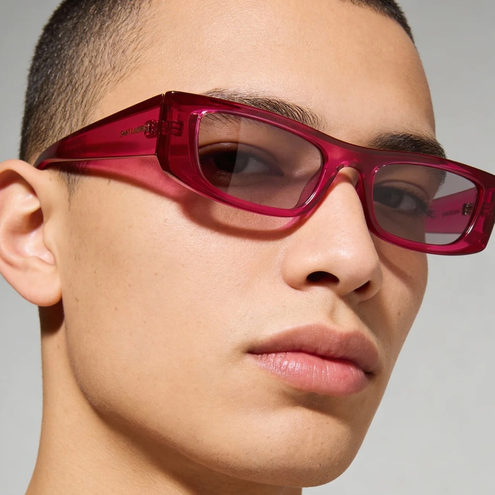 New! Saint Laurent Transparent Pink Sunglasses, SL553 003, Unisex, Authentic